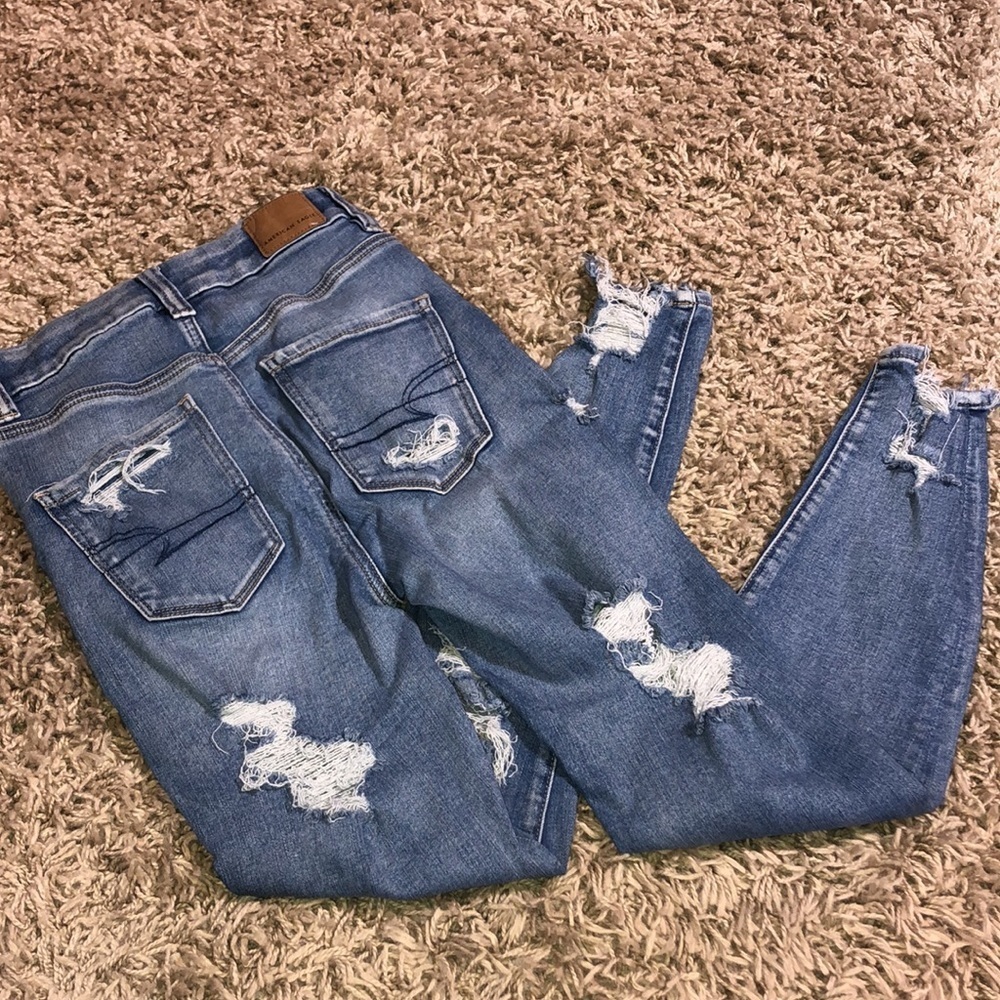 American Eagle curvy high rise Jeggings distressed jeans 0 next level stretch - Picture 2 of 13